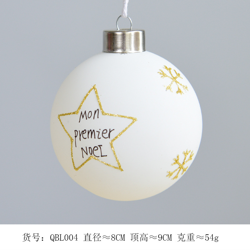 Bola de Navidad de cristal de 8 cm, transparente, para colgar, decoración navideña, bodas, perlas, lentejuelas, pintada, esmerilada