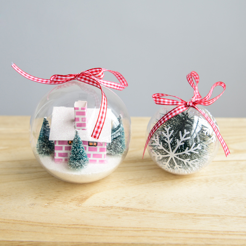 Bola decorativa transparente, bola interior, bola de Navidad, adorno colgante para árbol de Navidad, decoración colgante para techo, arreglo de escena navideña