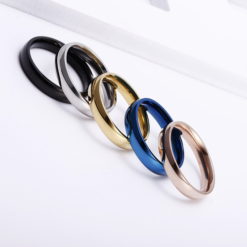 Five-color glossy 4MM inner and outer ball ring, cross-border Japanese and Korean popular jewelry, Valentine's Day gift, couple finger matching