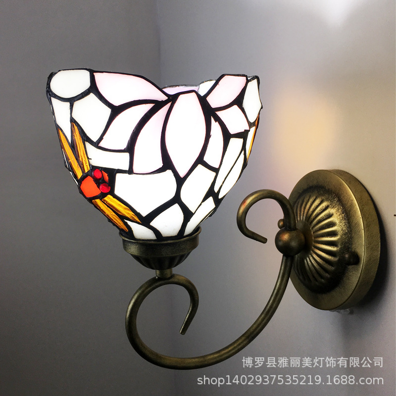 Baohua Tiffany moderno color minimalista lámpara de pared dormitorio lámpara de noche pasillo de estilo europeo salón lámpara de pared de fondo