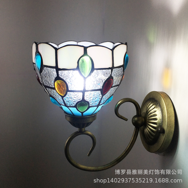 Baohua Tiffany moderno color minimalista lámpara de pared dormitorio lámpara de noche pasillo de estilo europeo salón lámpara de pared de fondo