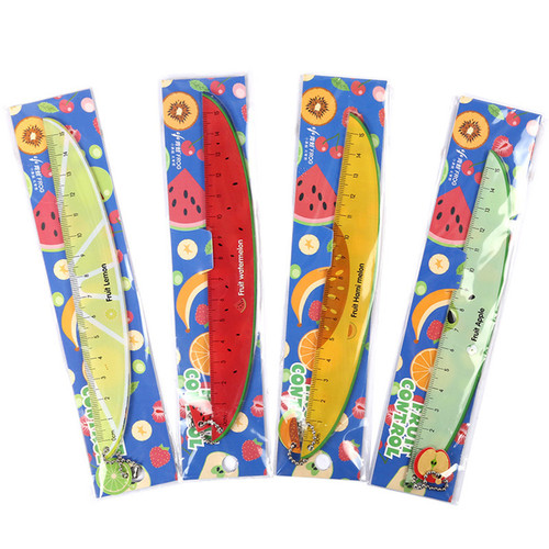 Creative fruit pendant 15cm ruler children's colorful plastic drawing ruler learning stationery supplies student prizes