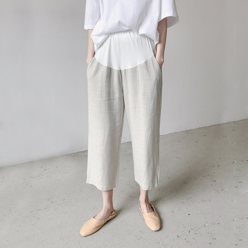 [Clearance does not support return] Pregnant Women's Pants Cotton and Linen Pregnant Women's Pants Loose Eight and Nine Pregnant Women's Cotton and Linen Pants