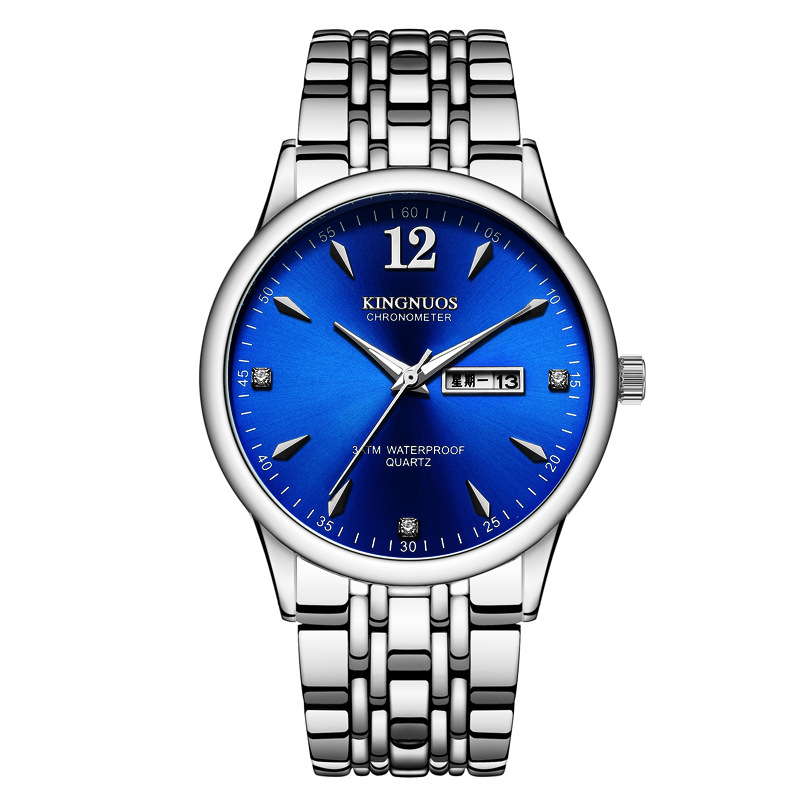 Silver band blue disk men
