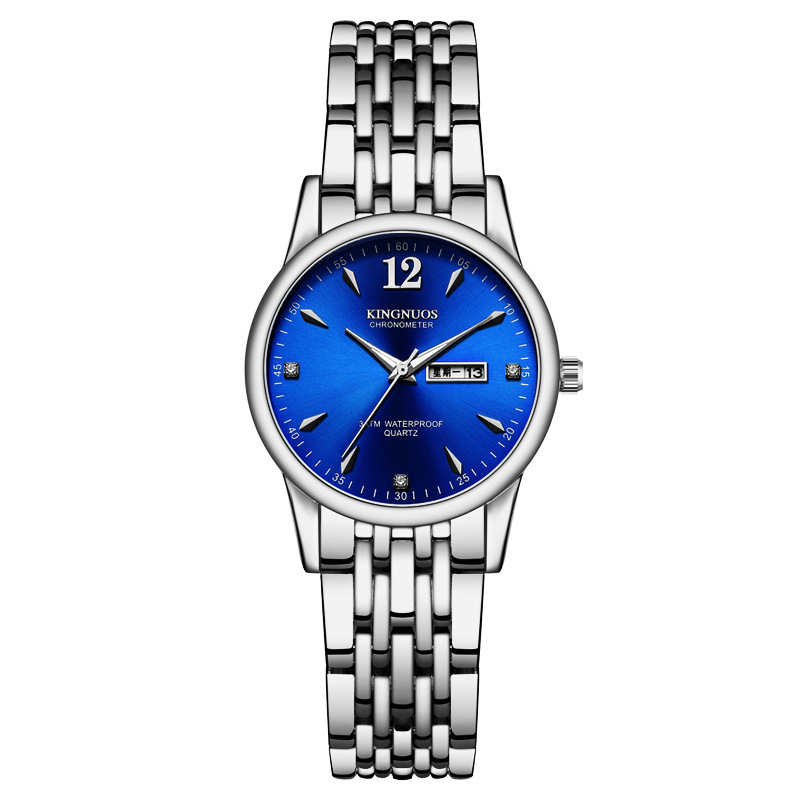 Silver with blue disk women