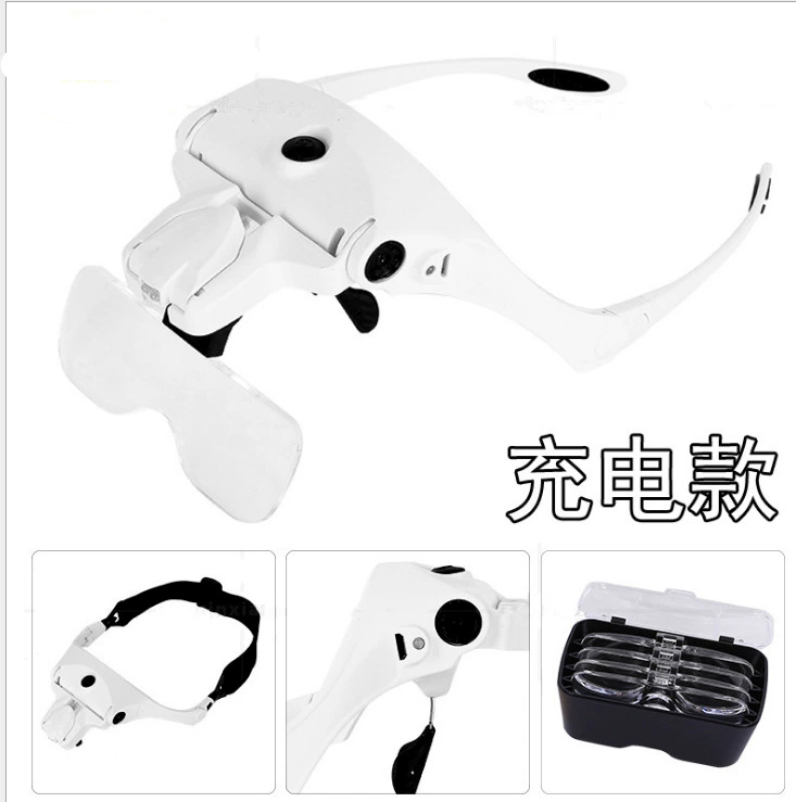 Новый USB перезаряжаемый светодиодный свет головной убор Сменные очки 5 кратных чтение ремонт увеличительное стекло 9892B2C