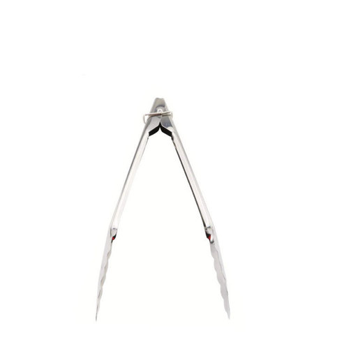 Cross-border new 9-inch buckle stainless steel food tongs wholesale multifunctional vegetable and fruit salad tongs kitchen supplies