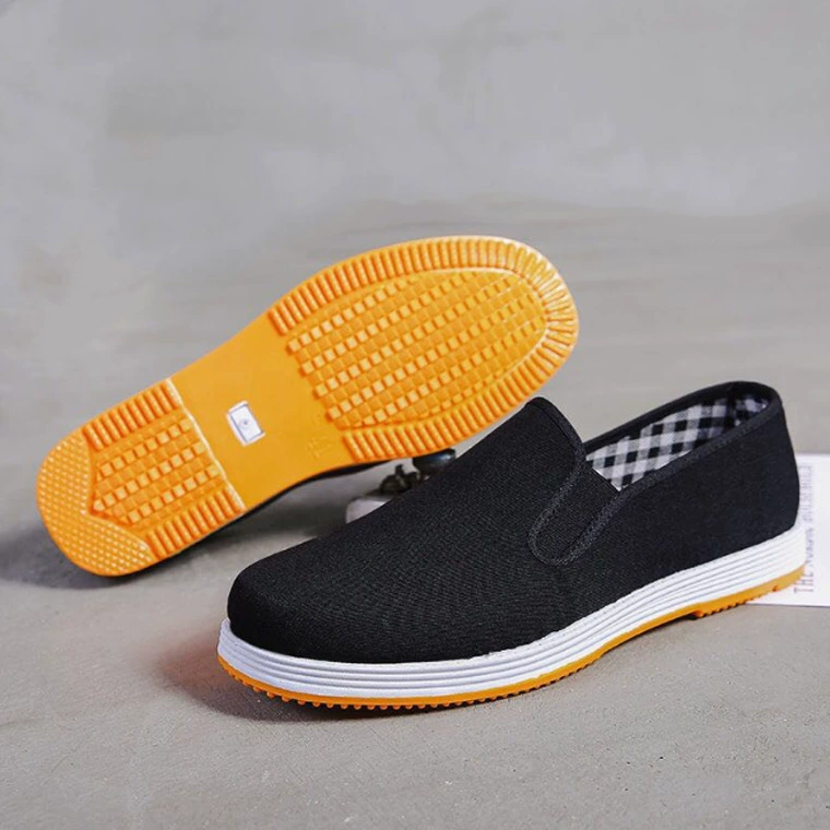 Old Beijing Традиционная Тканевая обувь Весенняя и осенняя рабочая обувь Оксфорд Обувь для охраны труда Повседневная обувь без шнуровки с квадратным ртом Черная Тканевая обувь Производители