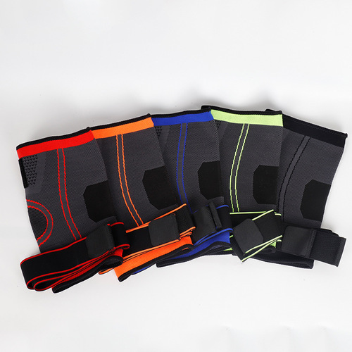 Sports knee support with double straps, knit nylon, pressure knee support for all seasons, football and running knee guard