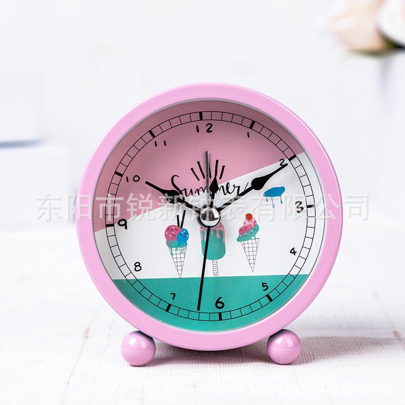 Suministro directo de fábrica estudiante niños pequeño reloj de alarma de 3 pulgadas de metal reloj redondo lindo Reloj portátil digital de dibujos animados
