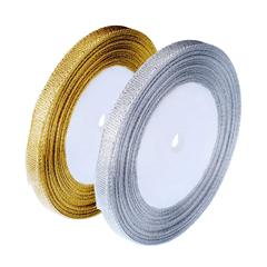 メーカー現物卸売り金葱リボン金色銀色葱リボンポリエステルリボンdiyギフトプレゼント包装リボン