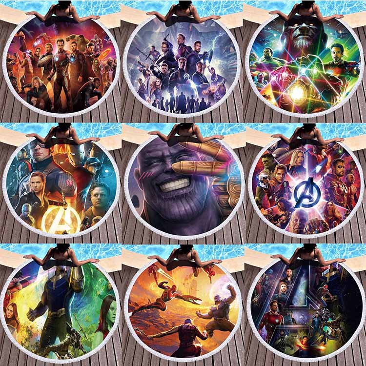 Factory Direct Supply round printed beach towel shawl Beach Towel LOGO superhero series
