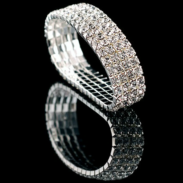 Фабрика спот высокого качества эластичный блестящий однорядный полный бриллиантовый браслет многорядный модный женский браслет Оптовая цена