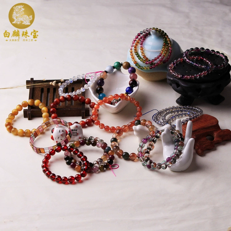 Бай Линь Ювелирные Изделия Натуральный Кристалл Ювелирные Изделия Турмалин Порошок Кристалл Аметист Супер Семь Морей Синий Сокровище Гранат Феникс Зеленая Сосна