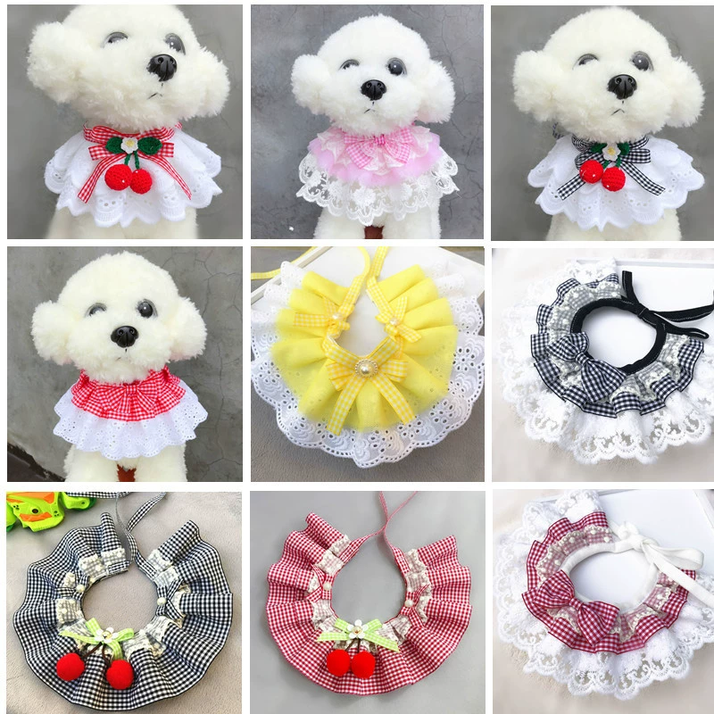 Собака Тапочки Шарф Кошка Шея Комплект Домашнее Животное Кружева Нагрудник Китти Тапочки Маленькие Собаки Плюшевые Нагрудники