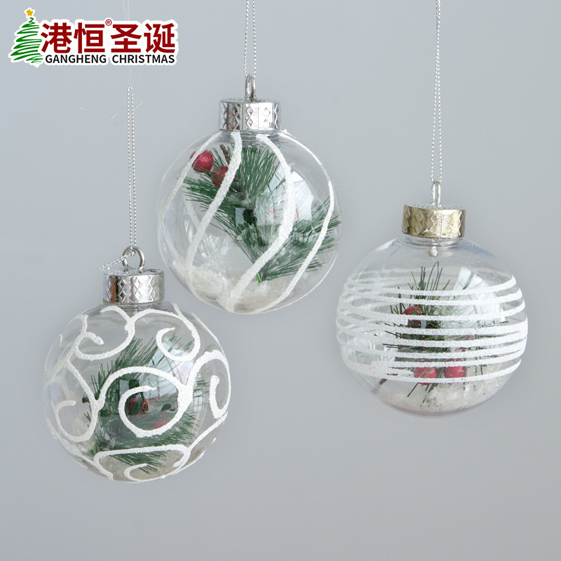 Decoraciones de vacaciones de Navidad 6cm transparente BOLA DE Navidad copo de nieve paisaje colgante bola Hotel Mall diseño de árbol de Navidad