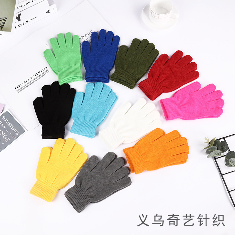 Gloves candy universal gloves warm five-finger adult knitted gloves Factory Direct logo