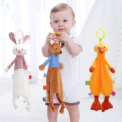 Dolery Newborn Cartoon Animal Soothing Towel with Rattles, Colorful Tags, Rabbits, Monkeys, Toy Soother for Sleeping