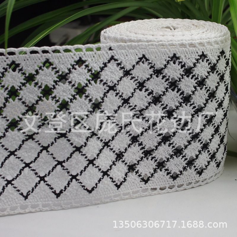 16CM色织蕾丝织带桌旗桌布网红棉线蕾丝拼接面料拖鞋材料diy上浆