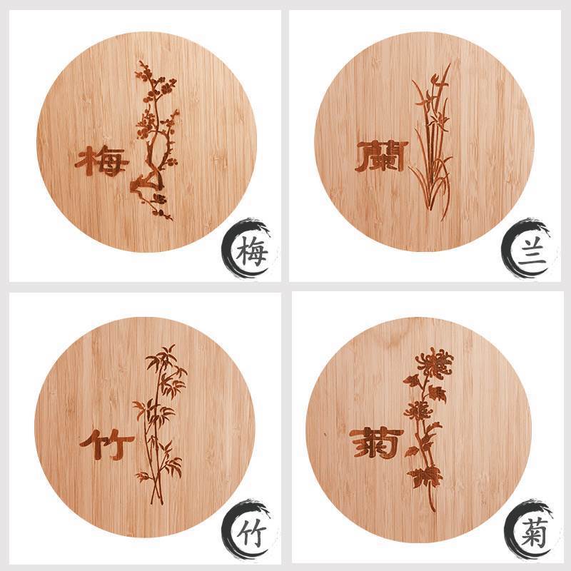 Estera de aislamiento de bambú natural estera del Tazón estera de la olla de arena estera de mesa estera de la taza de la cocina china entrega de una sola pieza