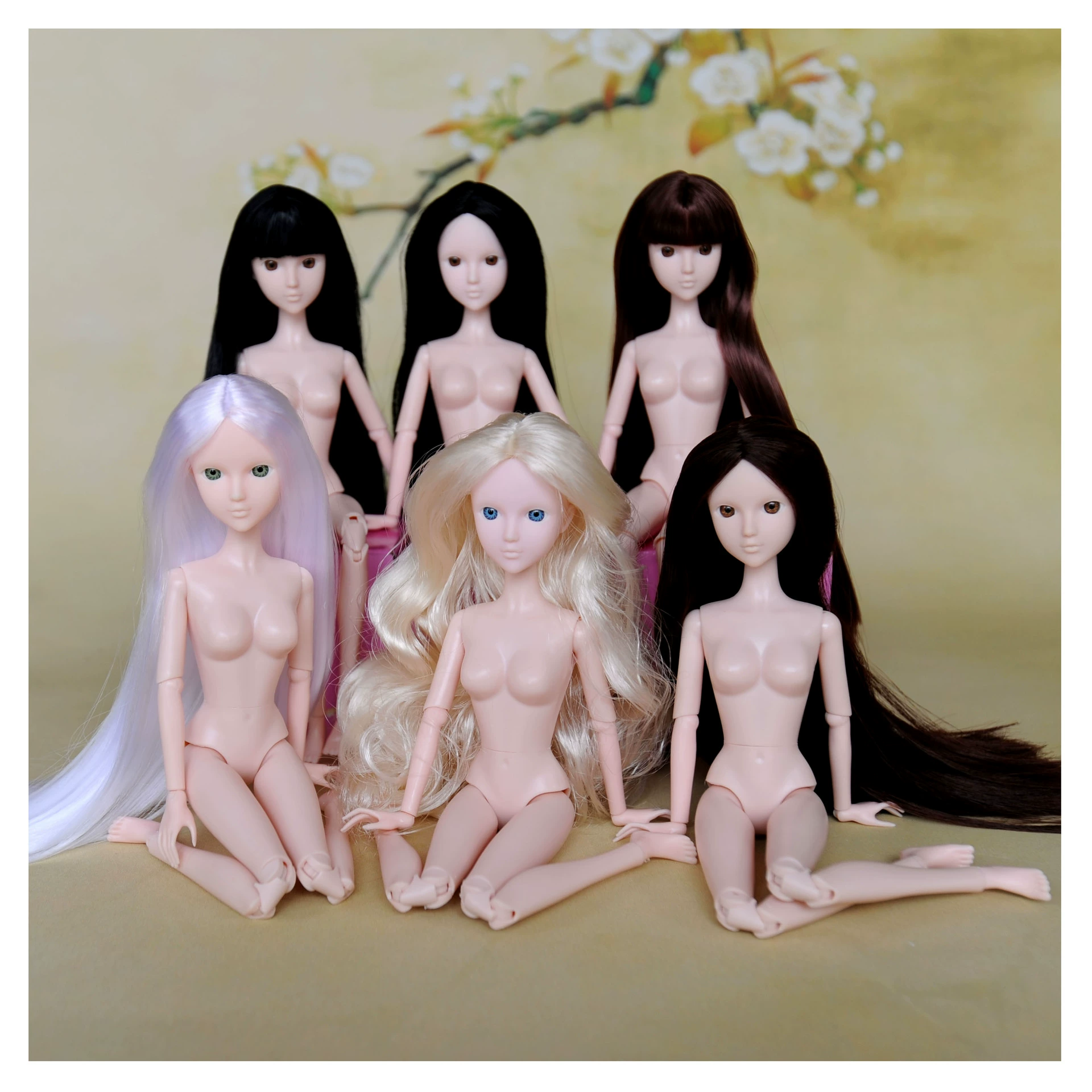 Пупс 6 очков doll Xinyan пересадка волос без макияжа голова с макияжем тренировка головы об 3D глаз DIY макияж кукол головы