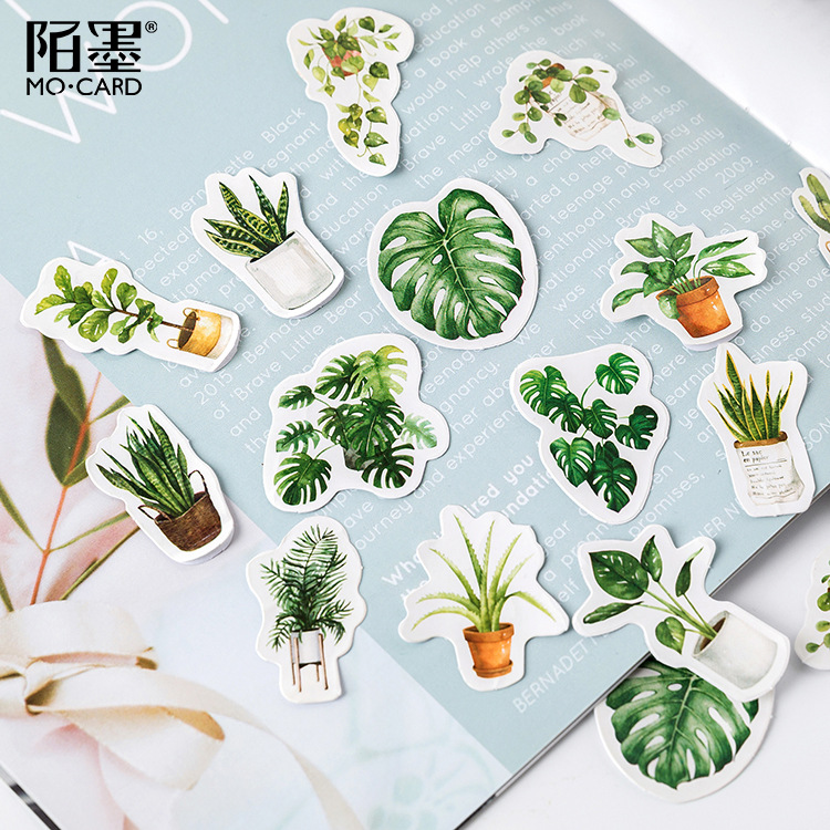 Mo mo pegatinas en Caja Verde Oxígeno vida diario japonés pegatinas DIY decorativo sellado pegatinas 45 unidades