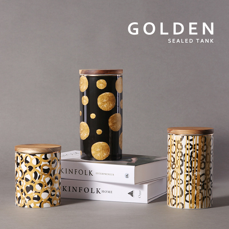 Frasco de almacenamiento de círculo nórdico tarro de cerámica sellado cepillo de maquillaje tubo Eyeliner ceja lápiz cubo almacenamiento tubo almacenamiento tarro venta al por mayor