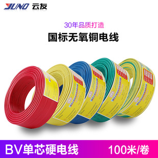 People's cable household wire BV1 square national standard single-strand copper core wire home decoration single-core hard copper wire 100 m