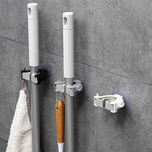 Multi-functional traceless horn mop clip hook without drilling Patented mop holder for broom holder wall-mounted bathroom