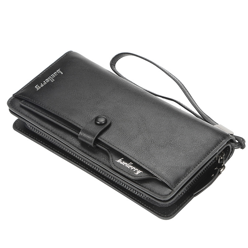 Men'S Hand Bag Business Multi Card License Mobile Phone Bag Large Capacity Buckle Wallet