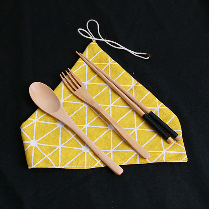 和风布袋 餐具收纳袋 3角折叠帆布袋子 创意餐具收纳袋