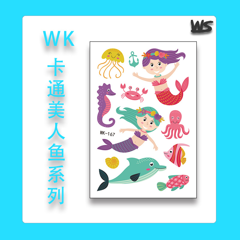 Tatuajes Temporales Infantiles de Unicornio y Sirena Papel de Transferencia de Agua Multicolor para Niños