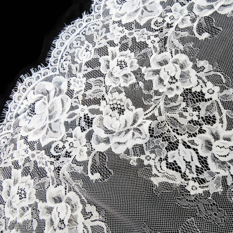 Lace Fabric (Fashion Lace) Floral Eyelash Lace, White, 150 / 300 cm Width