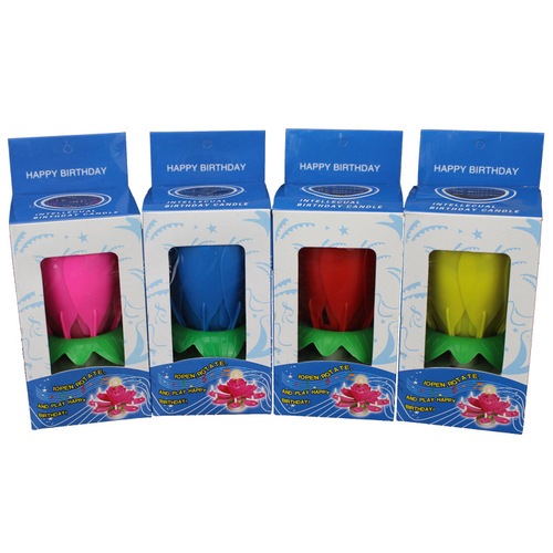 Carefully selected candles, lotus spinning music, crafts ins blossom birthday cake flat bottom electronic lotus wax