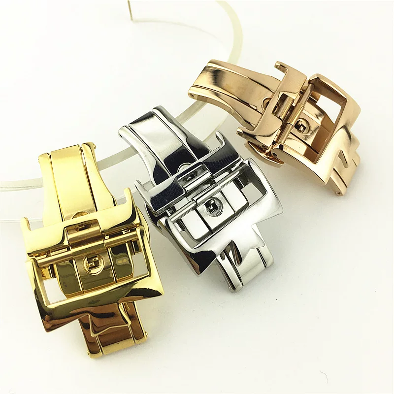 Poison replacement folding buckle watch strap accessory stainless steel solid buckle double hinge folding buckle 18 20mm