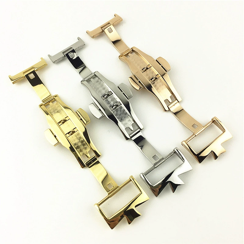 Poison replacement folding buckle watch strap accessory stainless steel solid buckle double hinge folding buckle 18 20mm