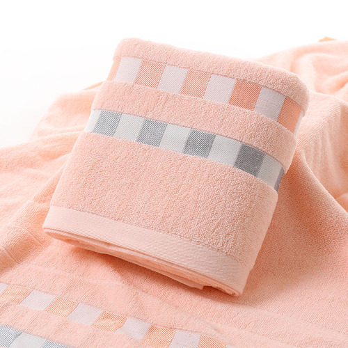 Plain square block jacquard pure cotton large bath towel for household adult bathing large towel soft absorbent wrap wholesale