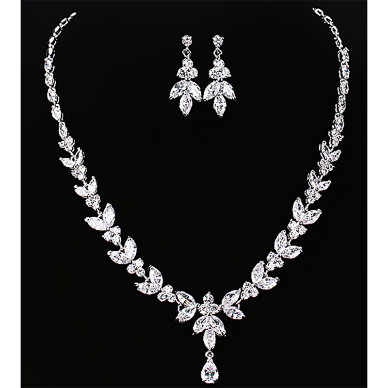 Weina fábrica directa simple moda ZIRCON collar pendientes nupcial vestido de boda accesorios para las mujeres