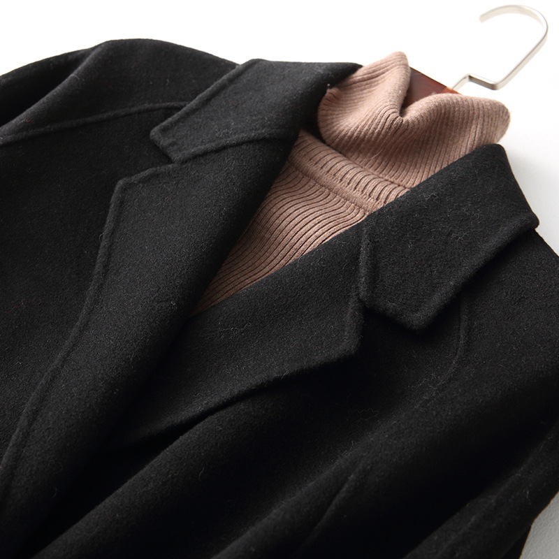 Chaqueta Corta de Lana de Doble Cara 100% Lana Hecha a Mano para Otoño e Invierno