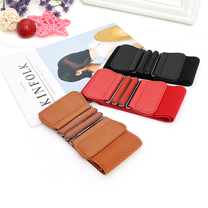 Cinturón ancho elástico decorativo de las mujeres del estilo coreano Banda elástica súper ancha simple de la cintura de las mujeres del todo-fósforo al por mayor