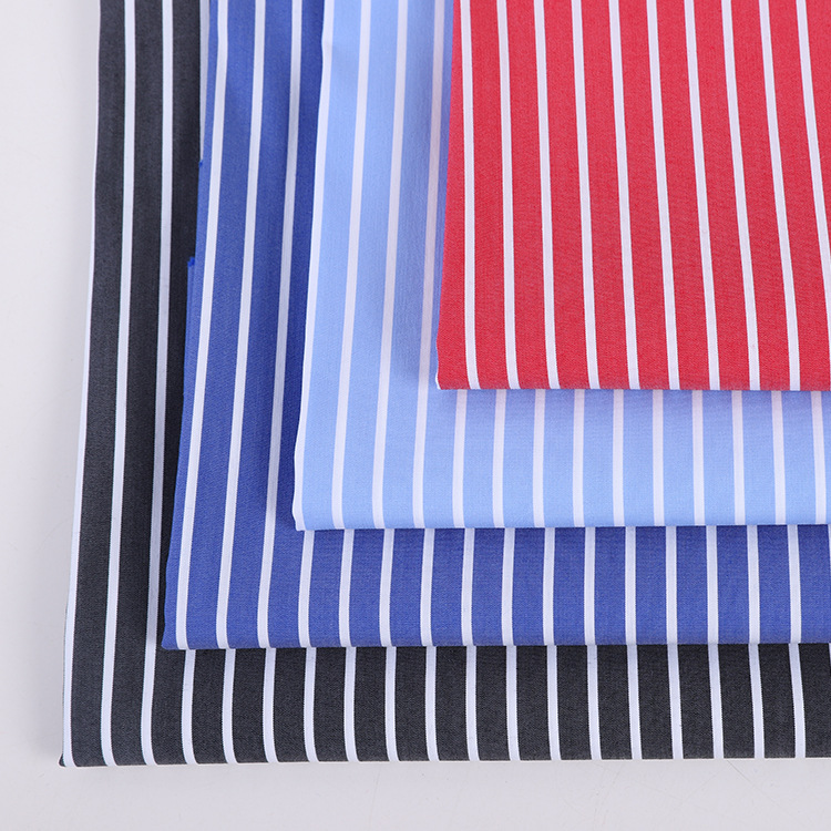 2019新款棉锦弹力色织布 衬衫连衣裙女装面料 条纹布春夏8616系列