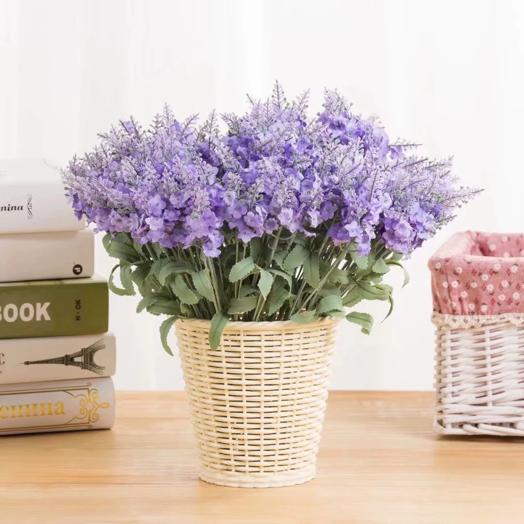 Artificial Lavender (Plaonus) 10-Head Potted Bouquet, Realistic Simulation, 15 cm