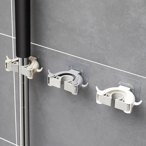 Wall-mounted horn mop clip creative hook seamless adhesive mop holder broom holder bathroom kitchen storage and organization