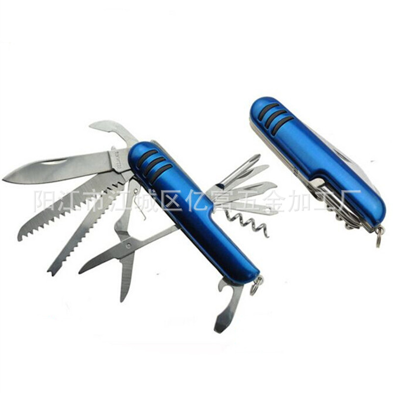 11开多功能小刀 不锈钢电泳柄多用军刀 户外野营刀钳礼品
