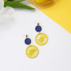 Sweet lemon yellow cute universal earrings, flowered, simple and elegant design