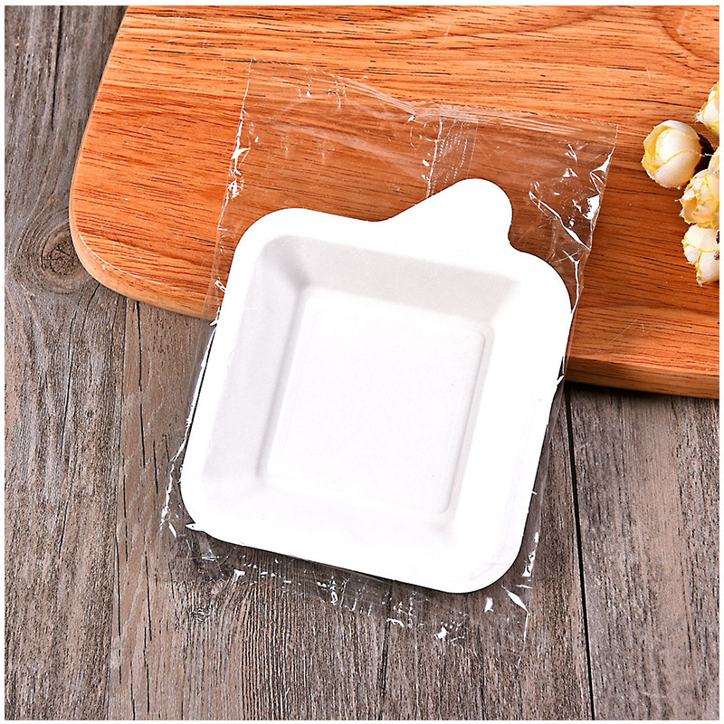 Wholesale 21 customers with cake fork plate pure pulp disposable square bagasse tableware 5 independent packaging