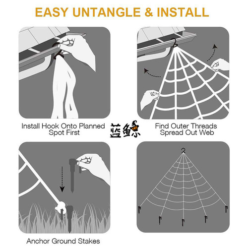 Cross-border Halloween Triangle Spider Web Haunted House Secret Room Decorative Prop Glowing Fan-Shaped Net Horror Prank Toy