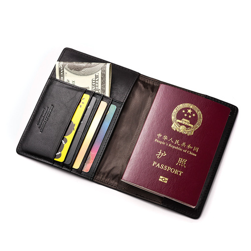 JINBAOLAI Leather Vintage Flight Card Holder Passport Case Passport Book Leather Wallet Card Holder