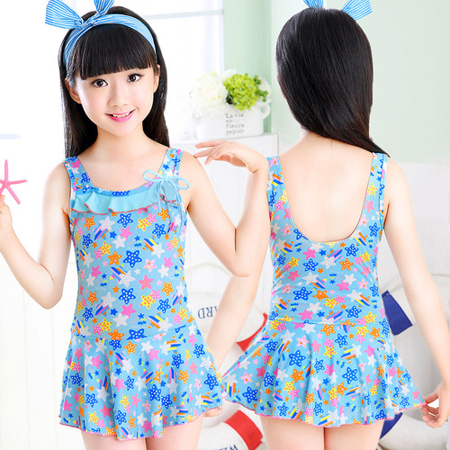 Girls' one-piece swimsuit, princess skirt style, cute Korean children, middle and large children, baby swimming trunks, children's swimsuit
