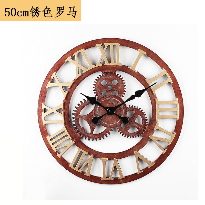 Reloj de pared mudo de madera de estilo industrial American Gear Reloj de pared Retro sala de estar comedor decoración creativa Reloj de pared